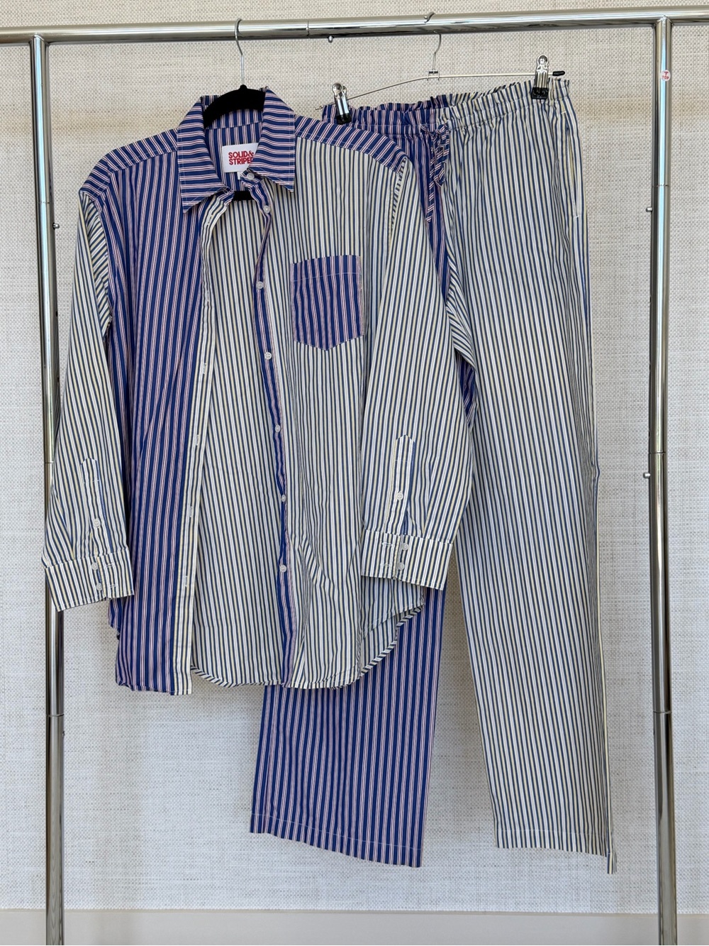 SOLID & STRIPED Blue, Red and White Striped Shirt and pants